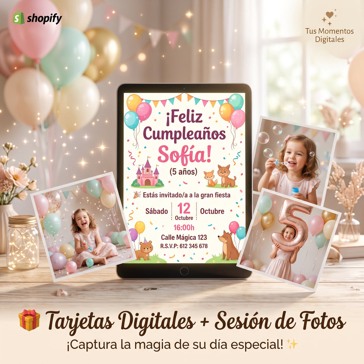 tarjeta digitales + sesion de fotos
